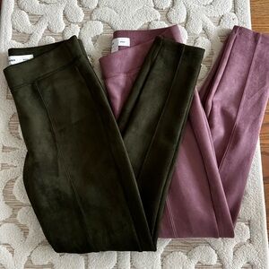 Old Navy Faux Suede Leggings - Olive Green and Mauve Size Small (Lot of 2)